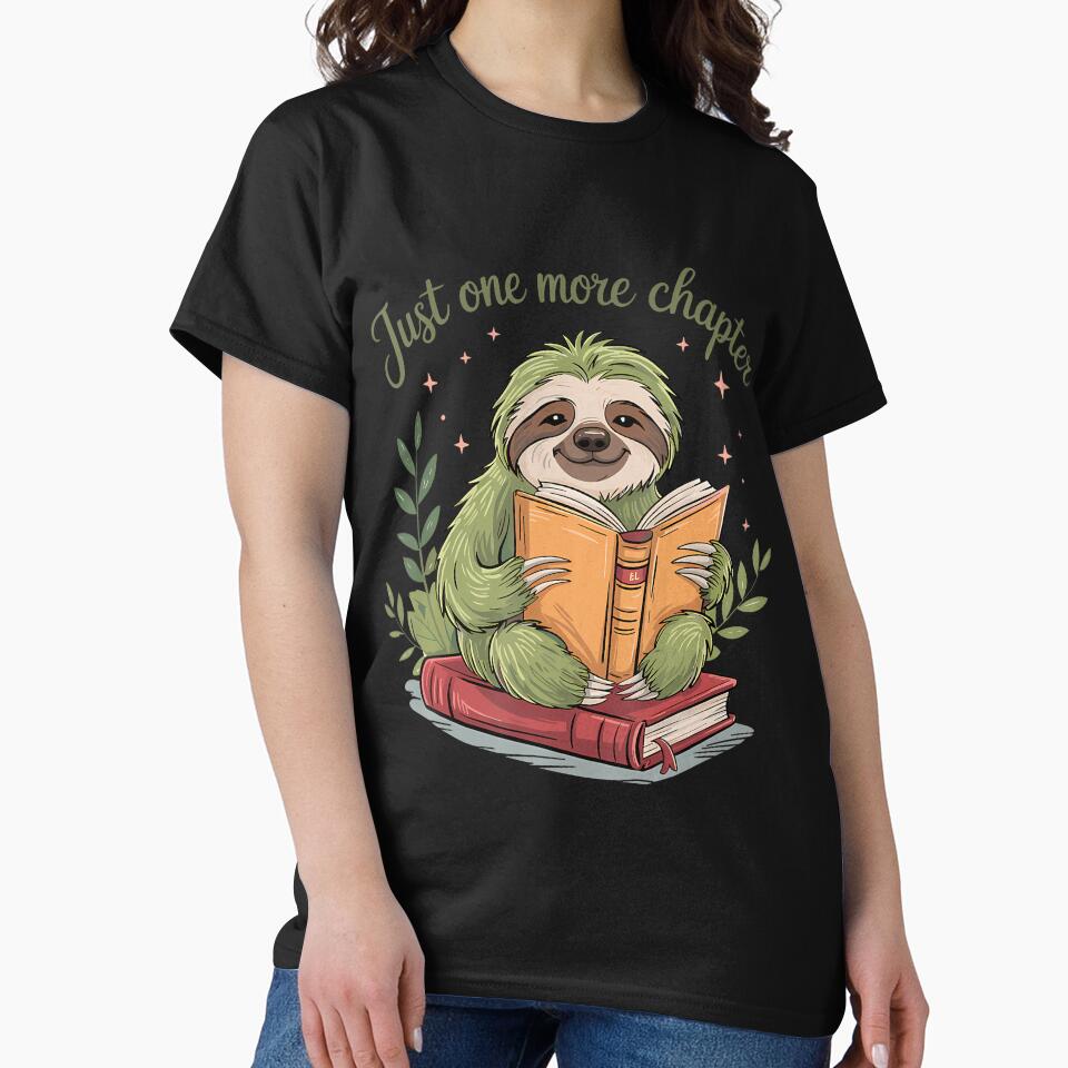 Just One More Chapter Cute Reading Sloth Book Lover by AileighKyser