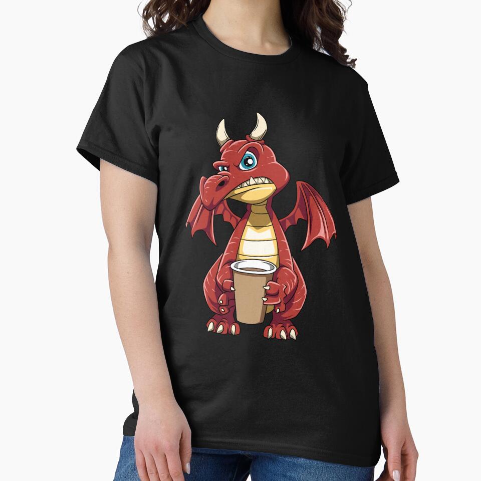 Funny Angry Dragon Coffee Lover Hate Morning Fantasy Animal by melomedia