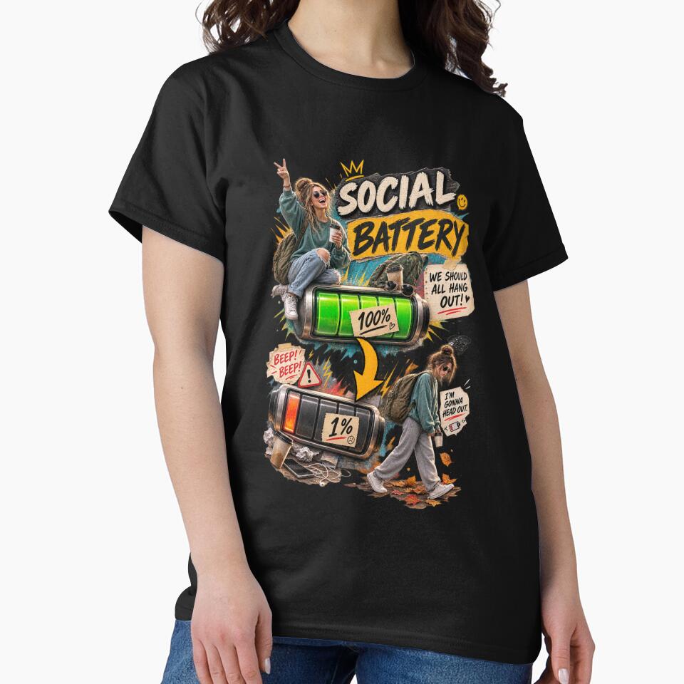 Social Battery 1% – Funny Introvert Comic by Golden Era Studio