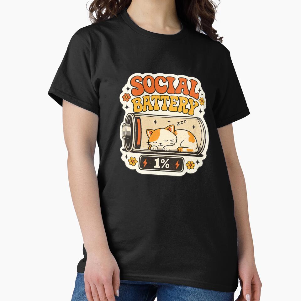 Social Battery 1% Cute Sleepy Cat Sticker by Herodestroyer