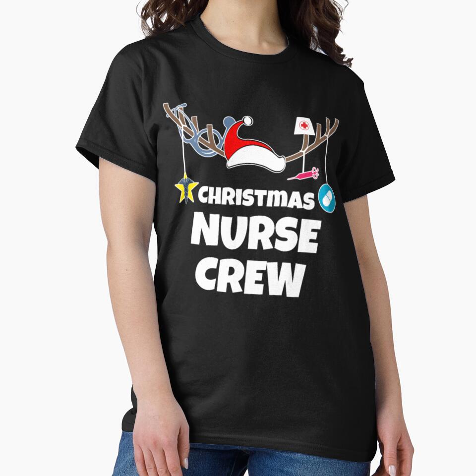Christmas Nurse Crew Mask Tshirt by Clavitaps