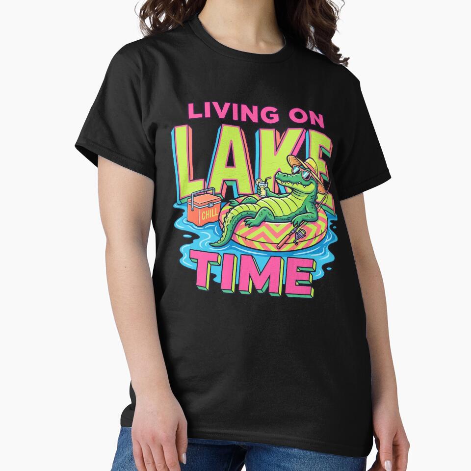 Living On Lake Time Funny Alligator Fishing by KroghDs