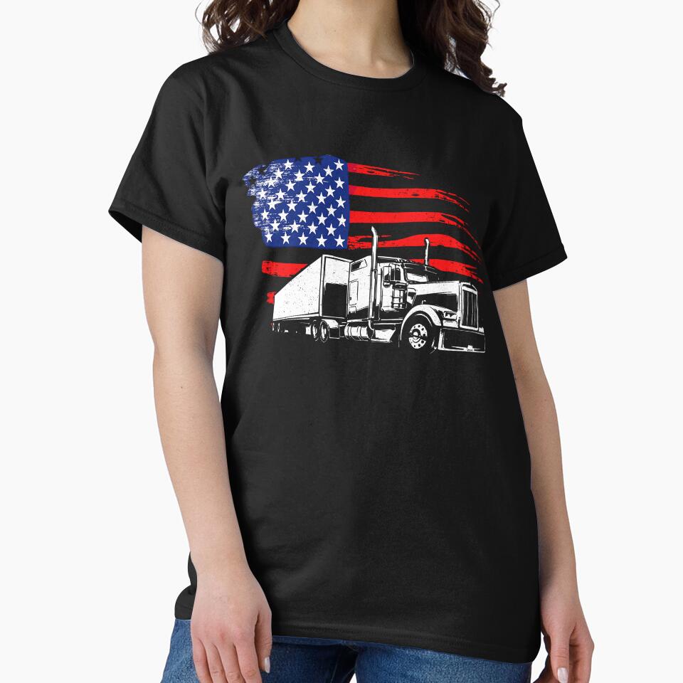 Trucker US Flag Tshirt by SunsetGloww