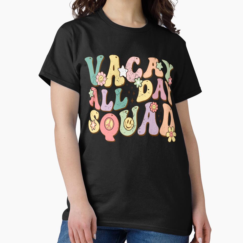 Vacay All Day Squad Vintage Summer Vibes Groovy by Jungle Hub