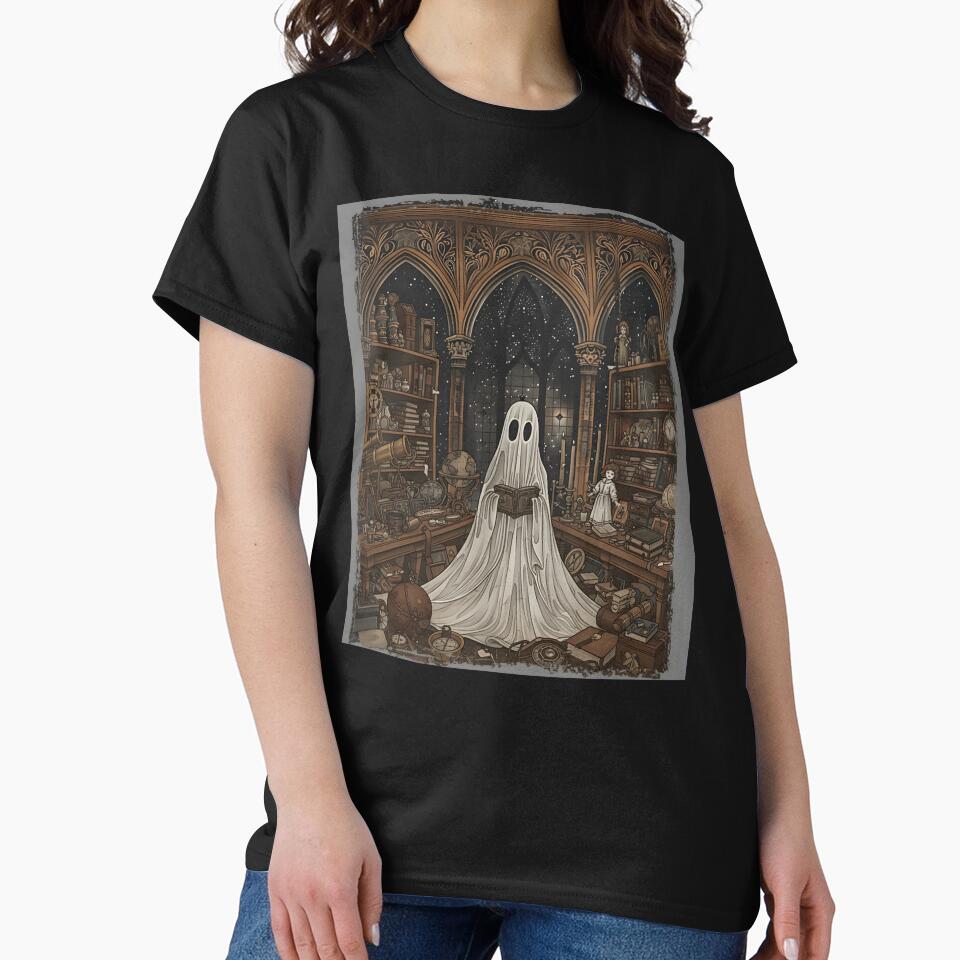 Funny Book lover Ghost halloween black by Cheesymatiion