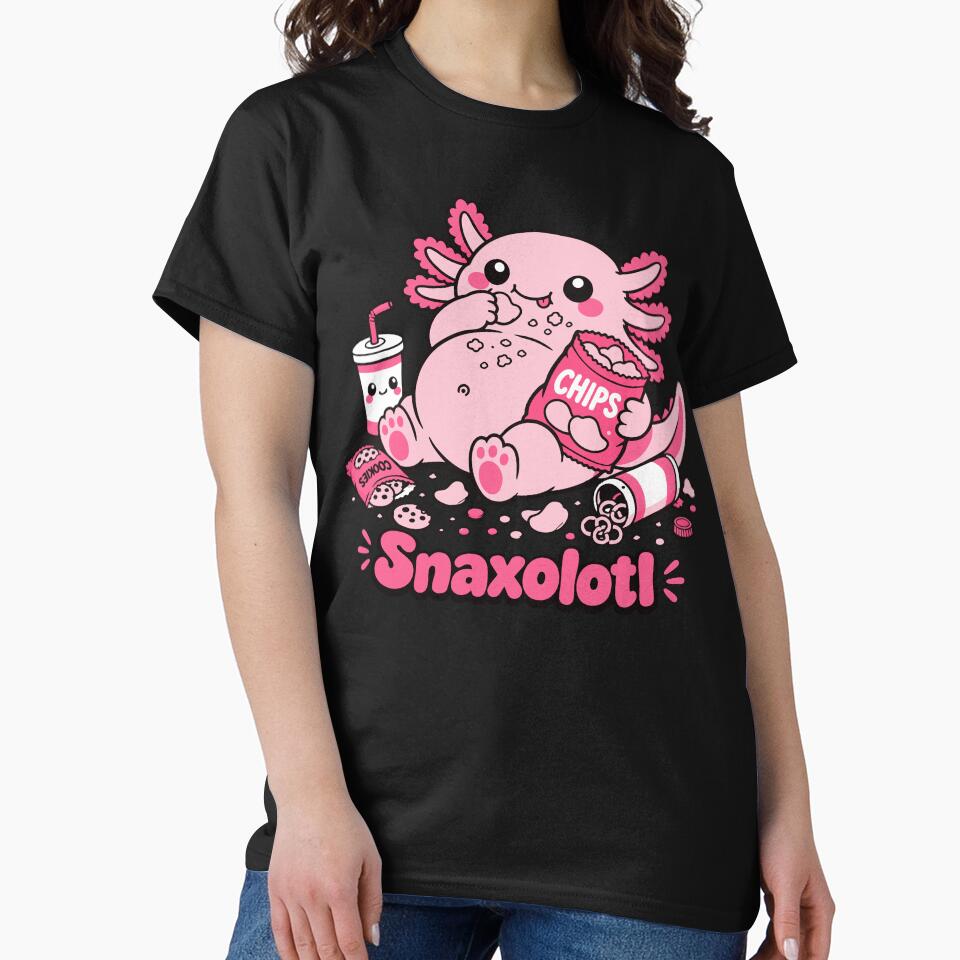 Snaxolotl - Cute Chubby Kawaii Axolotl Eating Snacks by Vanilla-Girl