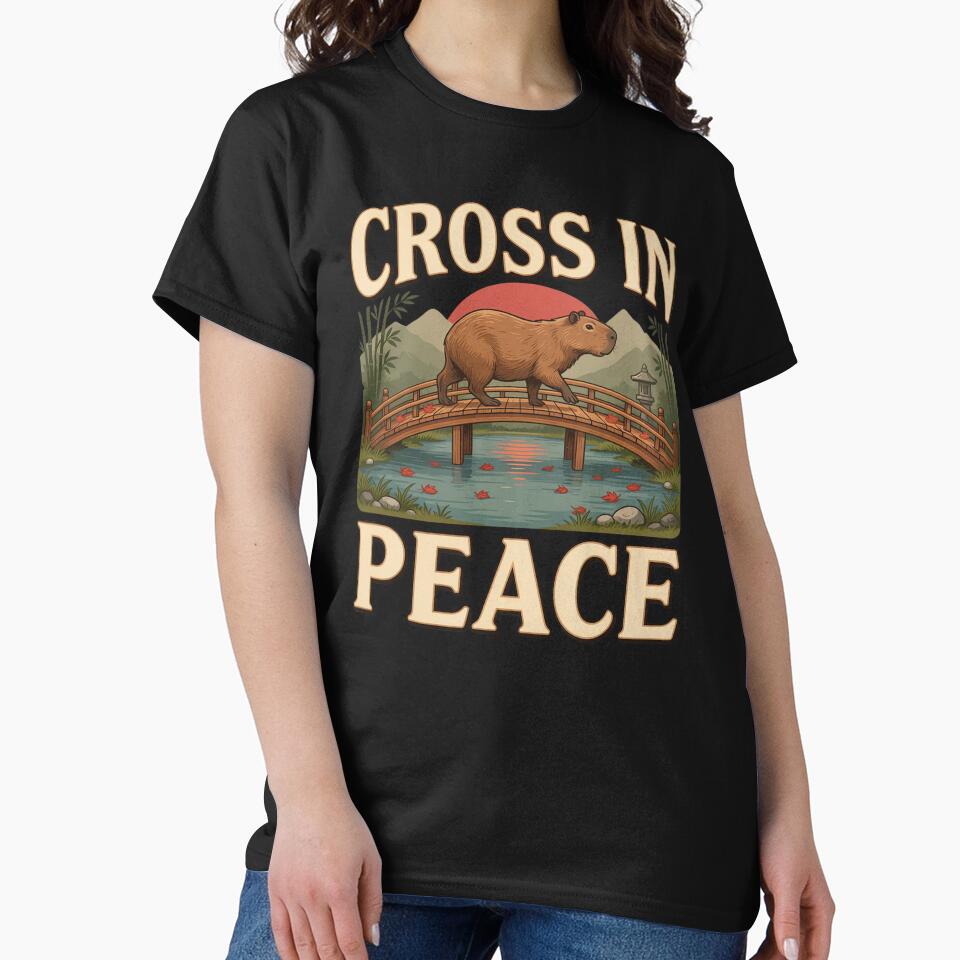 Cross in Peace Capybara – Vintage Zen Bridge Nature Design by No Excuses Supply