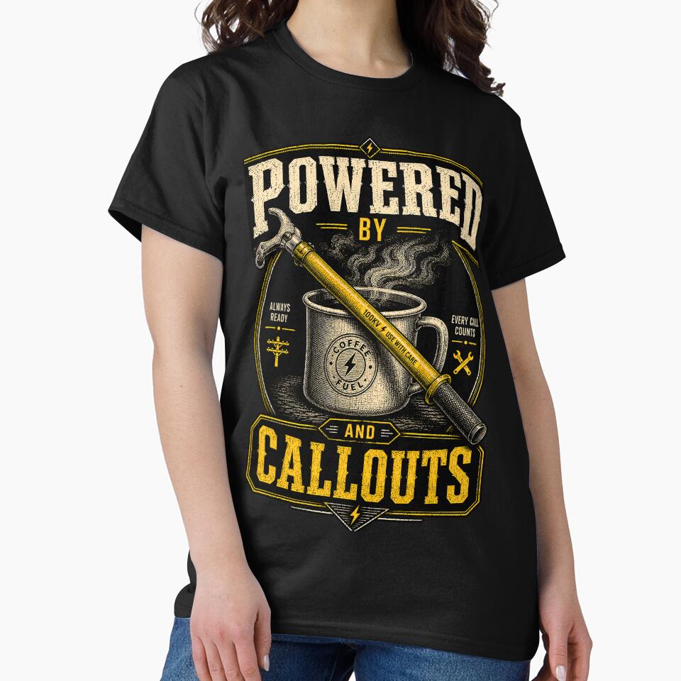 Vintage Lineman Art - Powered by Coffee and Callouts by RoyalOrderGallery