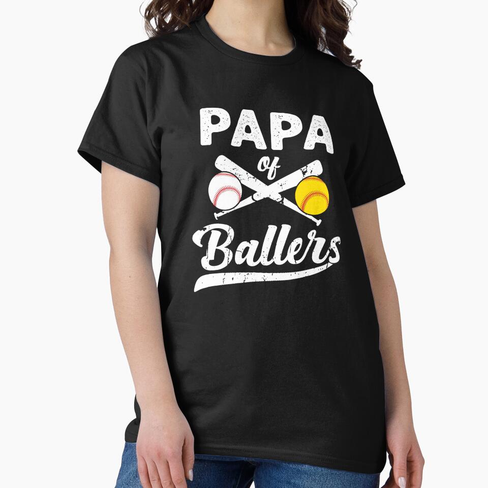 Papa of Ballers Papa of Baseball And Softball Player For Dad Father's Day by Humber19912