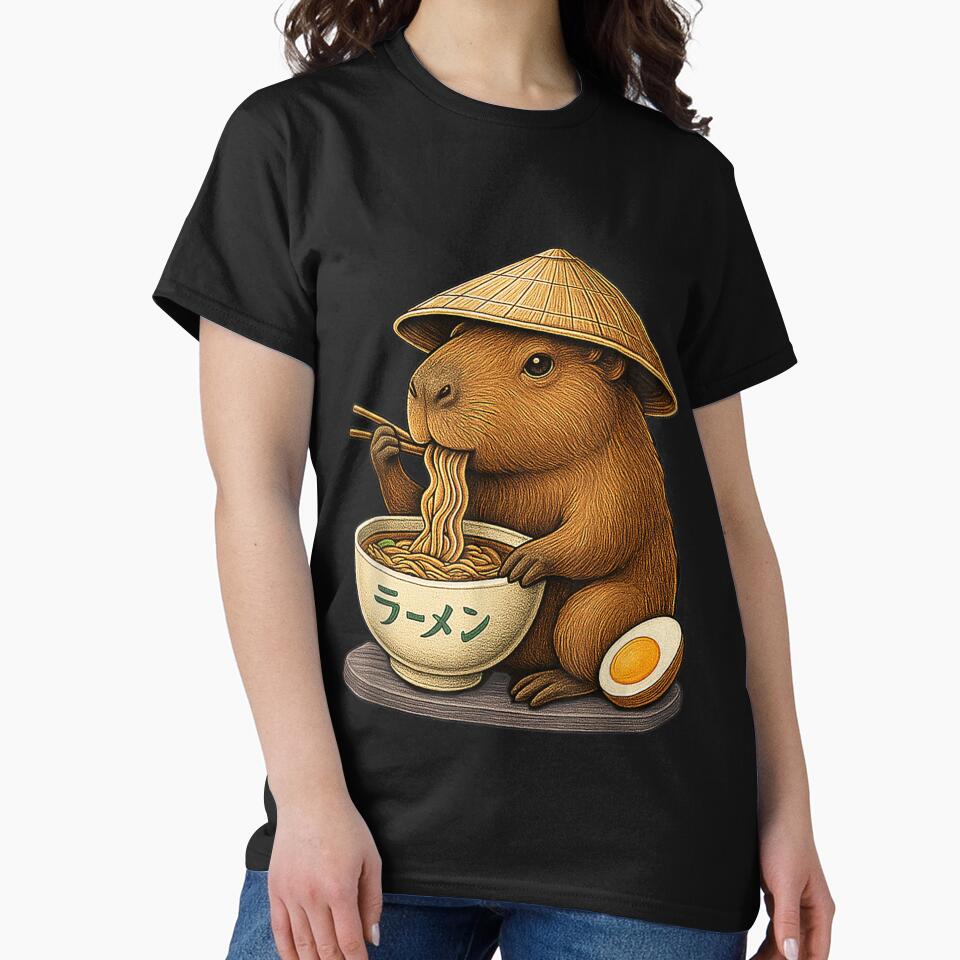 Kawaii Capybara Eating Japanese Ramen Graphic Anime Funny Art for Men Women Kids , Capybara Gift Lover by DZIRI NAJAT