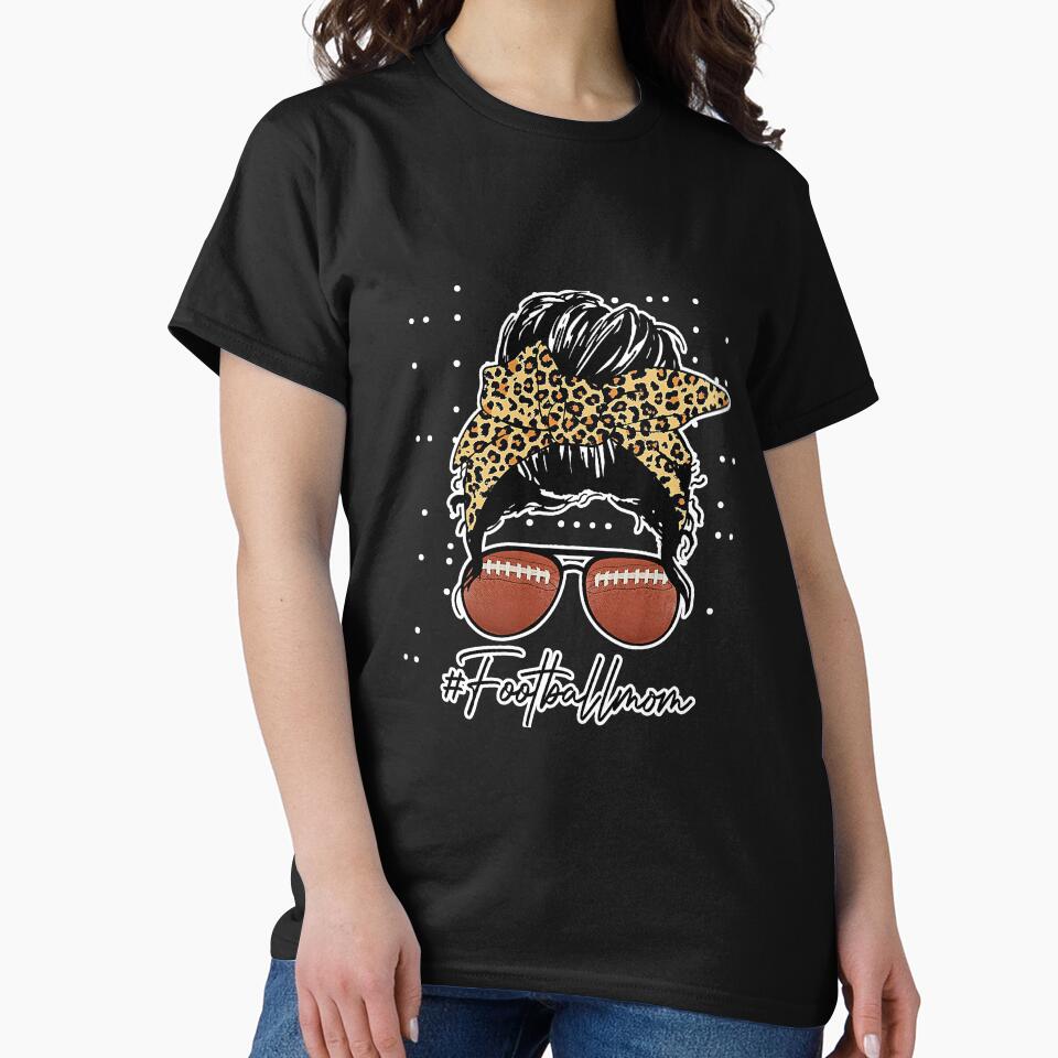 Football Mom With Leopard Messy Bun by YesterDayCheck
