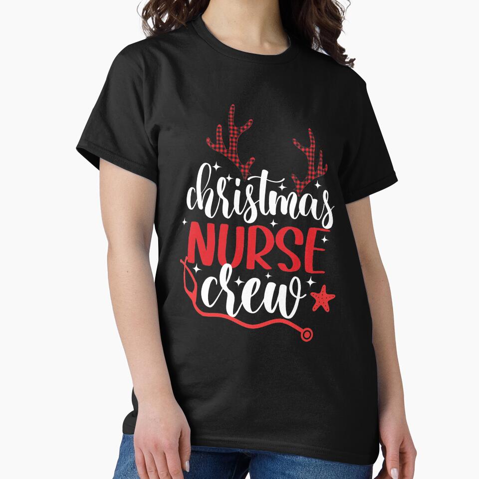 Christmas Nurse Crew Stethoscope Reindeer Buffalo Plaid Gifts for Nurses by clothesy7
