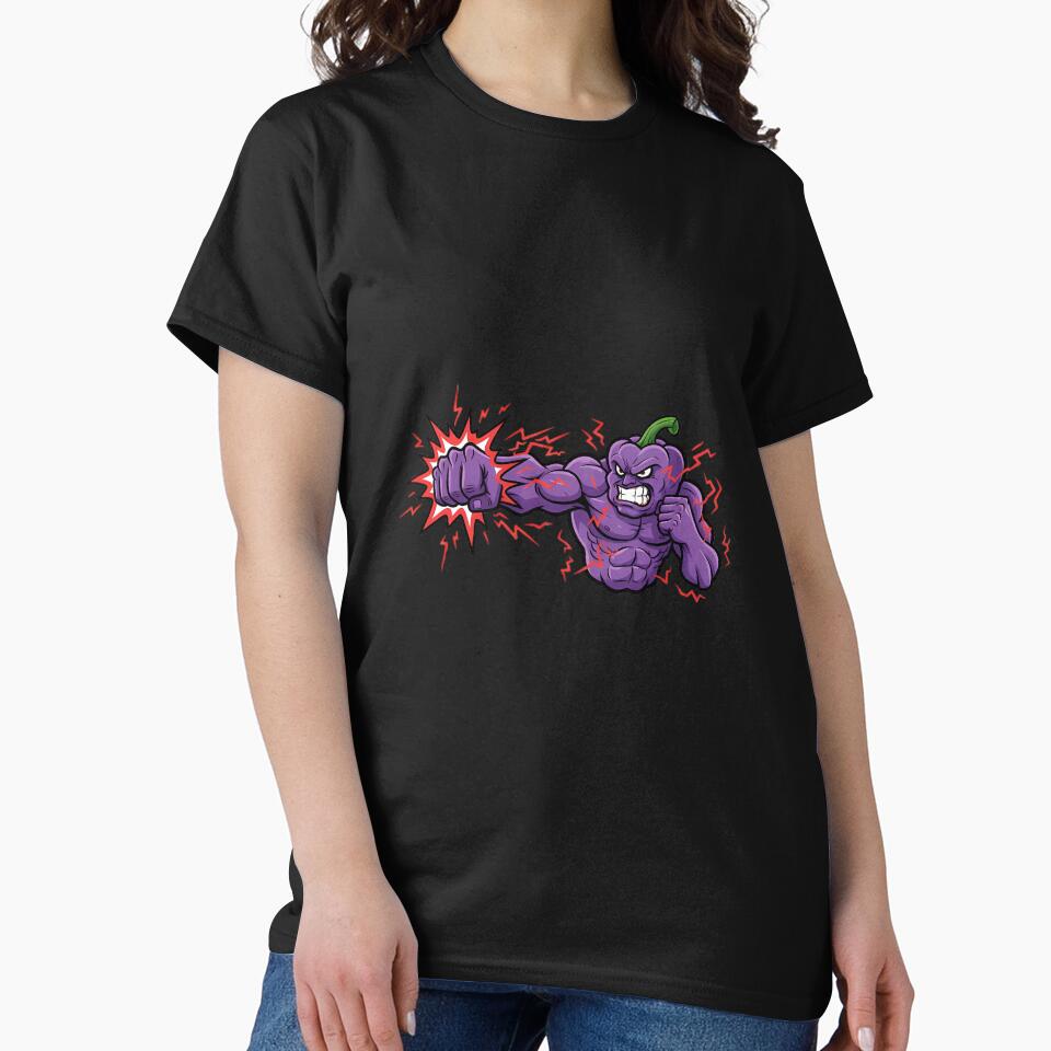 Powerful Purple Pepper Boxer-Muscular Spicy Punch Mascot by UNFILTERED MOODS
