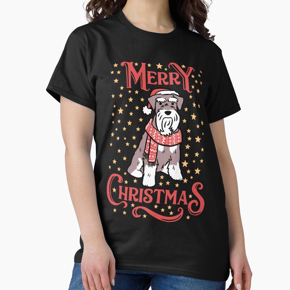 Merry Christmas Cute christmas miniature schnauzer illustration by Yarafantasyart