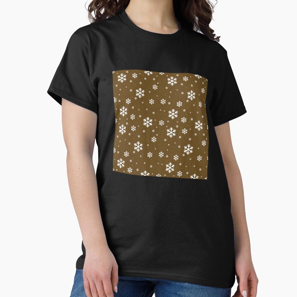 Christmas Snow Flakes on Brown 2 by PrintsByAnnJ
