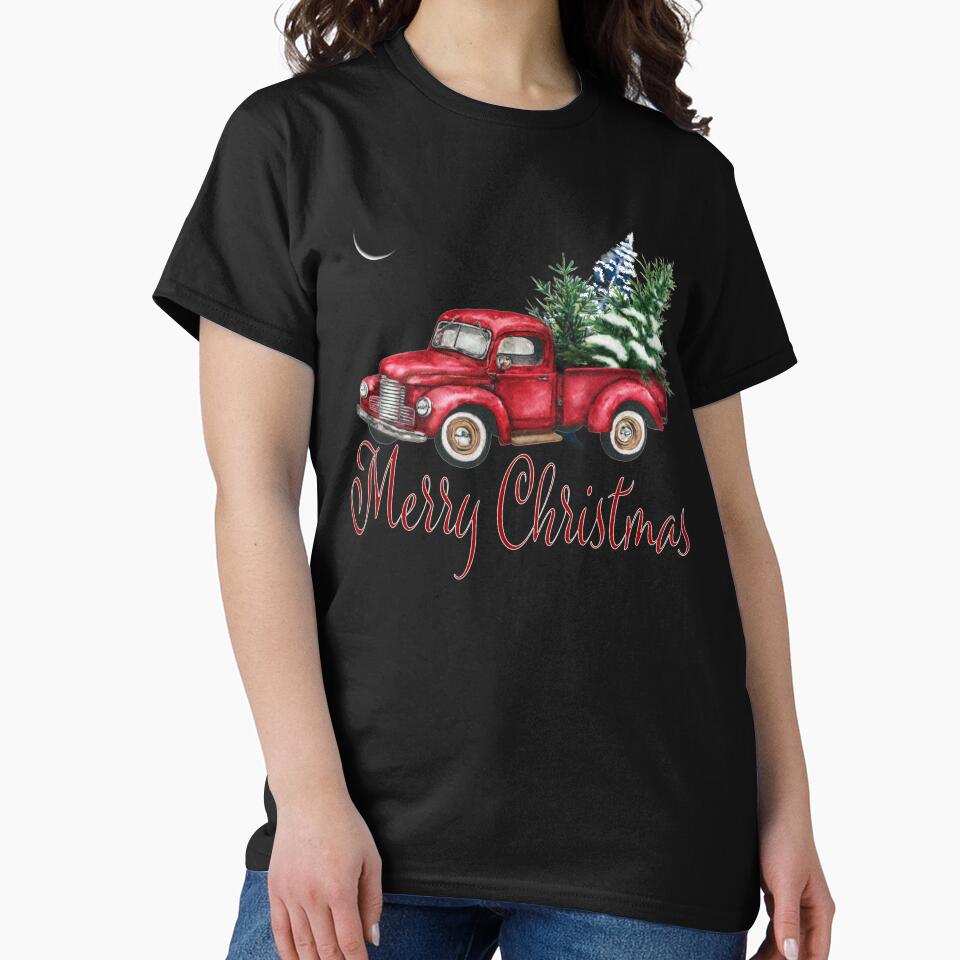 Most Wonderful Time of the Year Red Watercolor Truck by Tannumoni