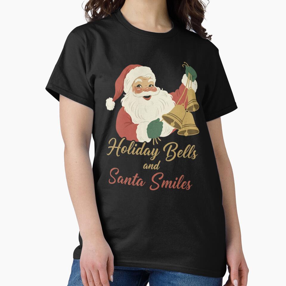 Holiday Bells and Santa Smiles – Vintage Retro 1950s Santa Christmas Illustration by KUKUYET