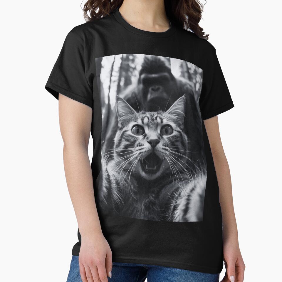 Cat Selfie With Bigfoot Funny 3 by Saxon Designs