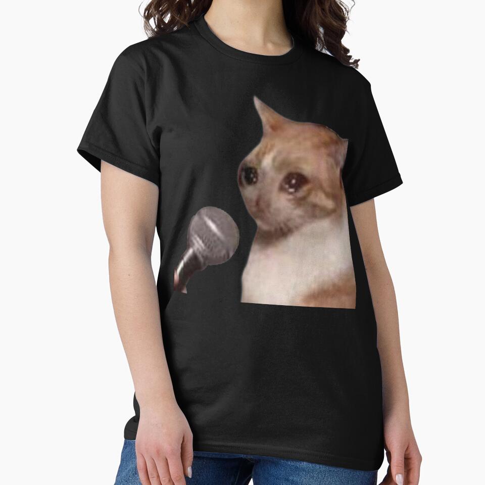 Crying Cat Microphone Meme (Black) - Crying Cat Meme Crying Cat Microphone Meme, Cat Meme, Crying Cat , Crying Cat Speech by CaptianCringe