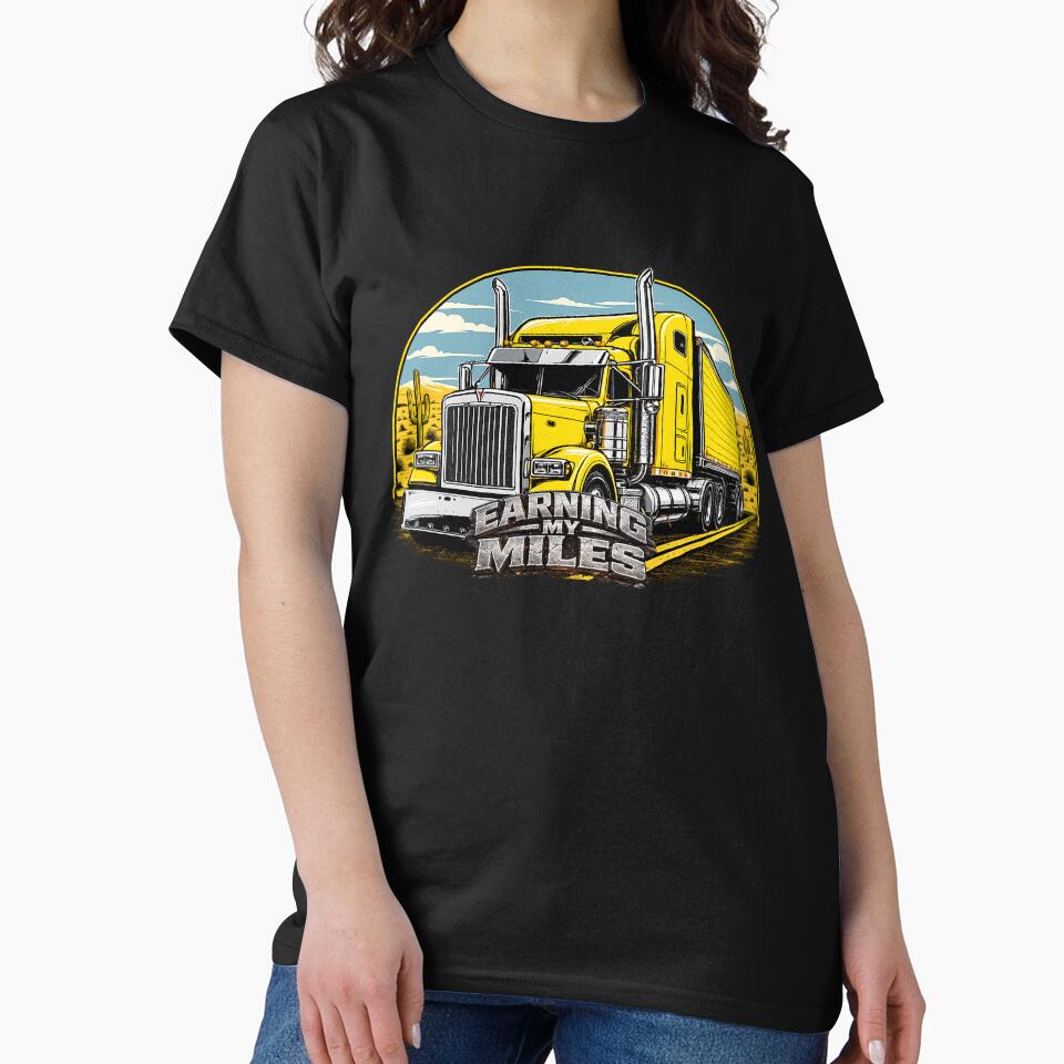 Earning My Miles - Yellow Semi Truck Desert Art by NomadForge