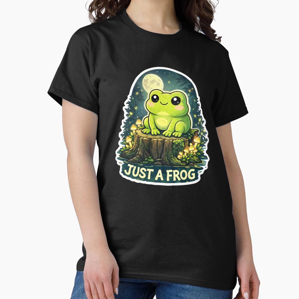 Just a Frog – Cute Forest Frog Aesthetic Sticker by VibeOffline Studio