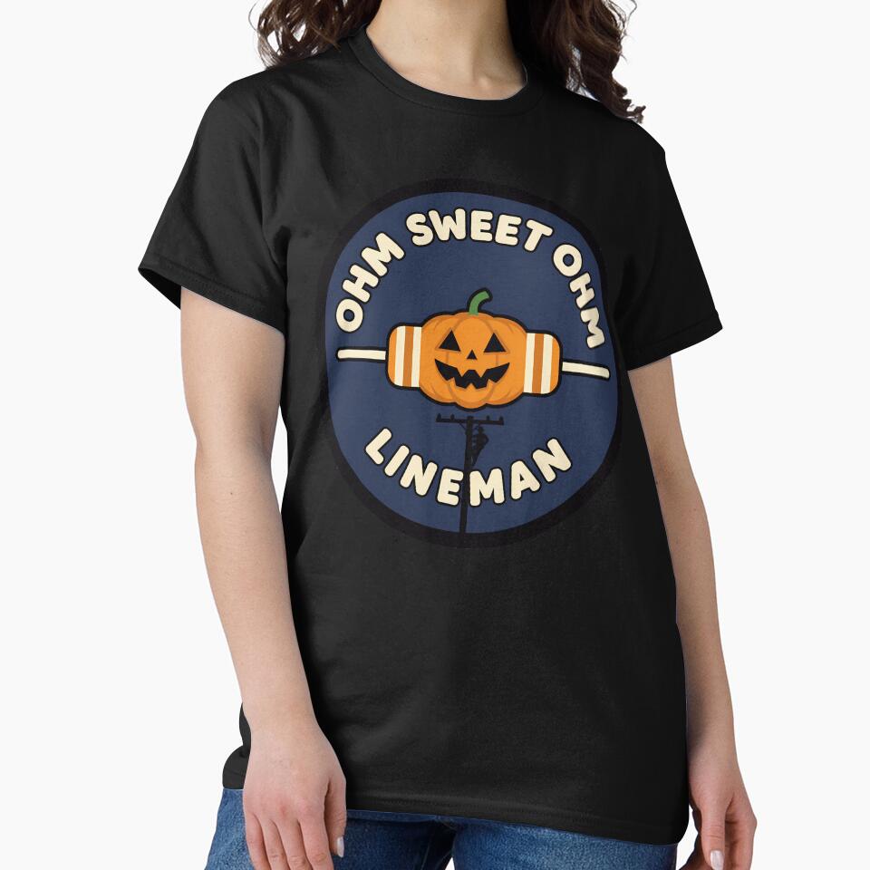 Ohm Sweet Ohm – Funny Halloween Lineman Pumpkin Design (1) by InkoraLab