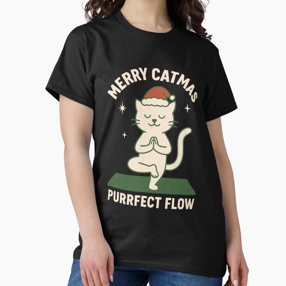 Christmas Meditation Cat – Cute Zen Kitty Holiday Art by ZenAndKarma