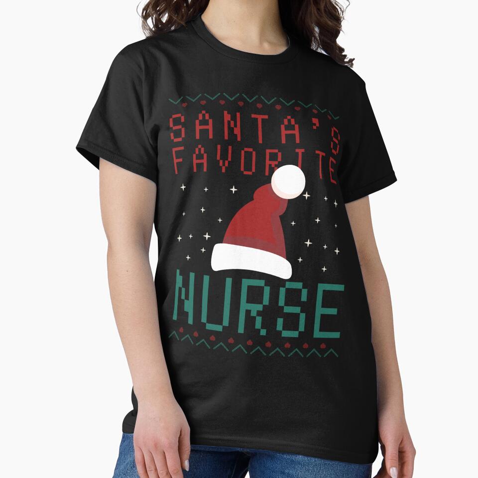 Santa's Favorite Nurse Christmas Nursing Funny Medical Xmas Gift by artworkathome