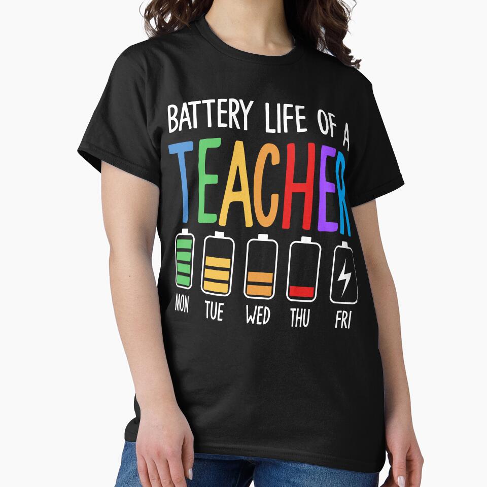 Battery Life of a Teacher – Funny Teacher Week Design by PatternCouture