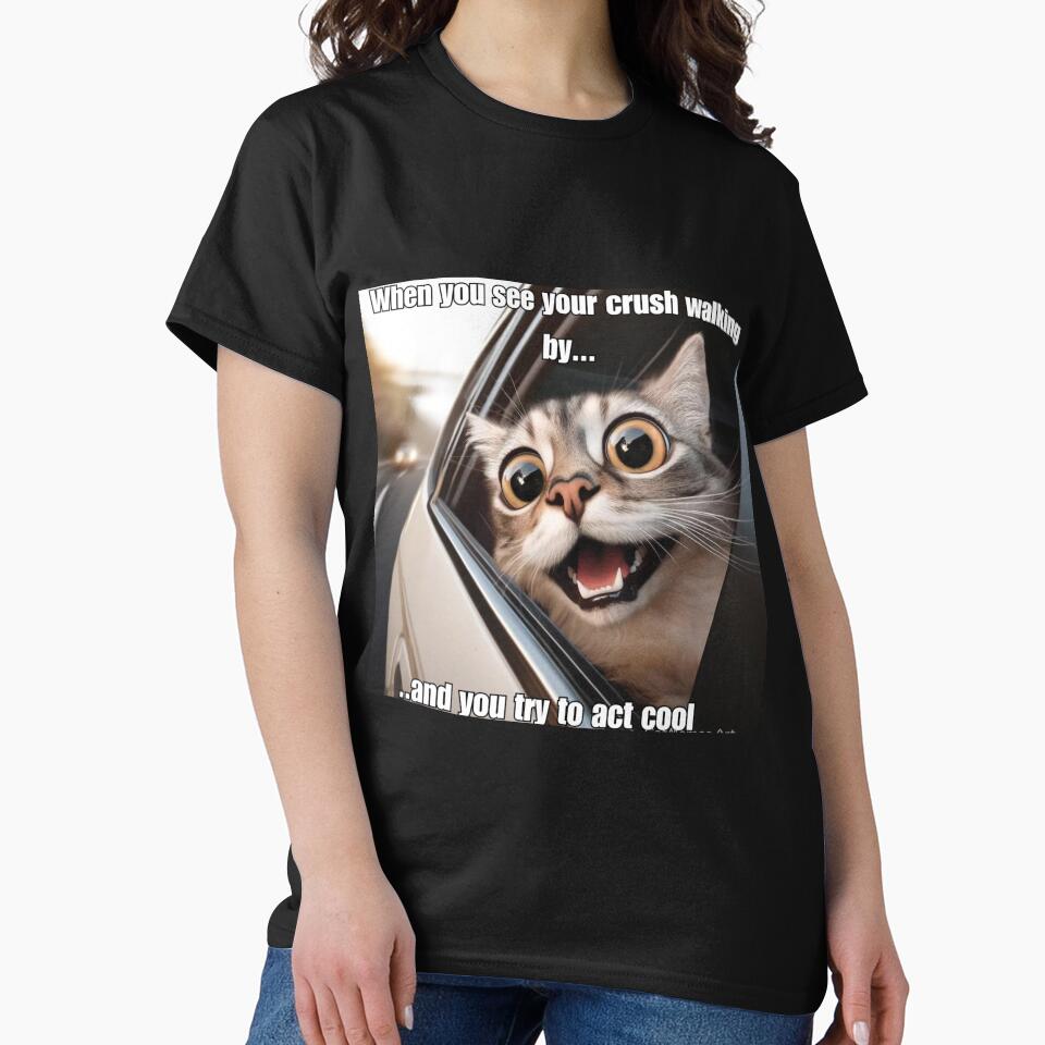 Funny Screaming Cat Meme - When You See Your Crush Walking By by CatmemesArt