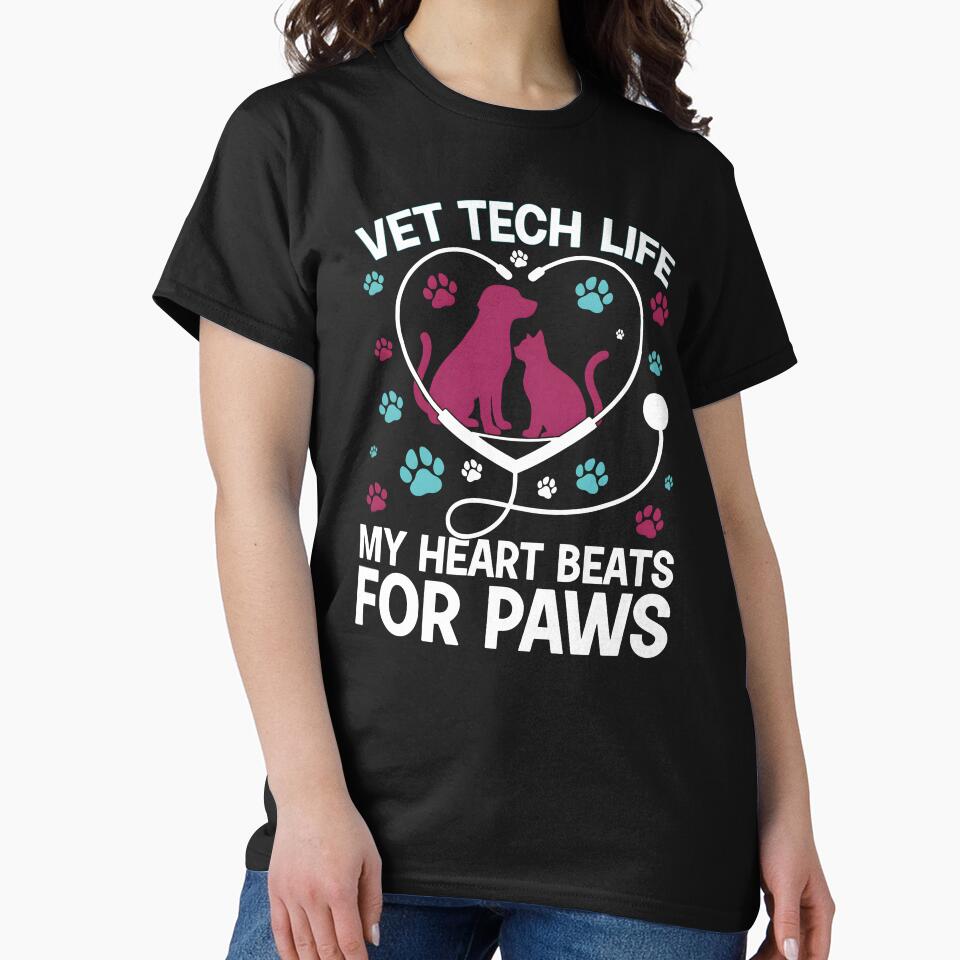 Vet Tech Caring For Those Who Can't Speak - Heart Stethoscope Paw by Trendora Stor
