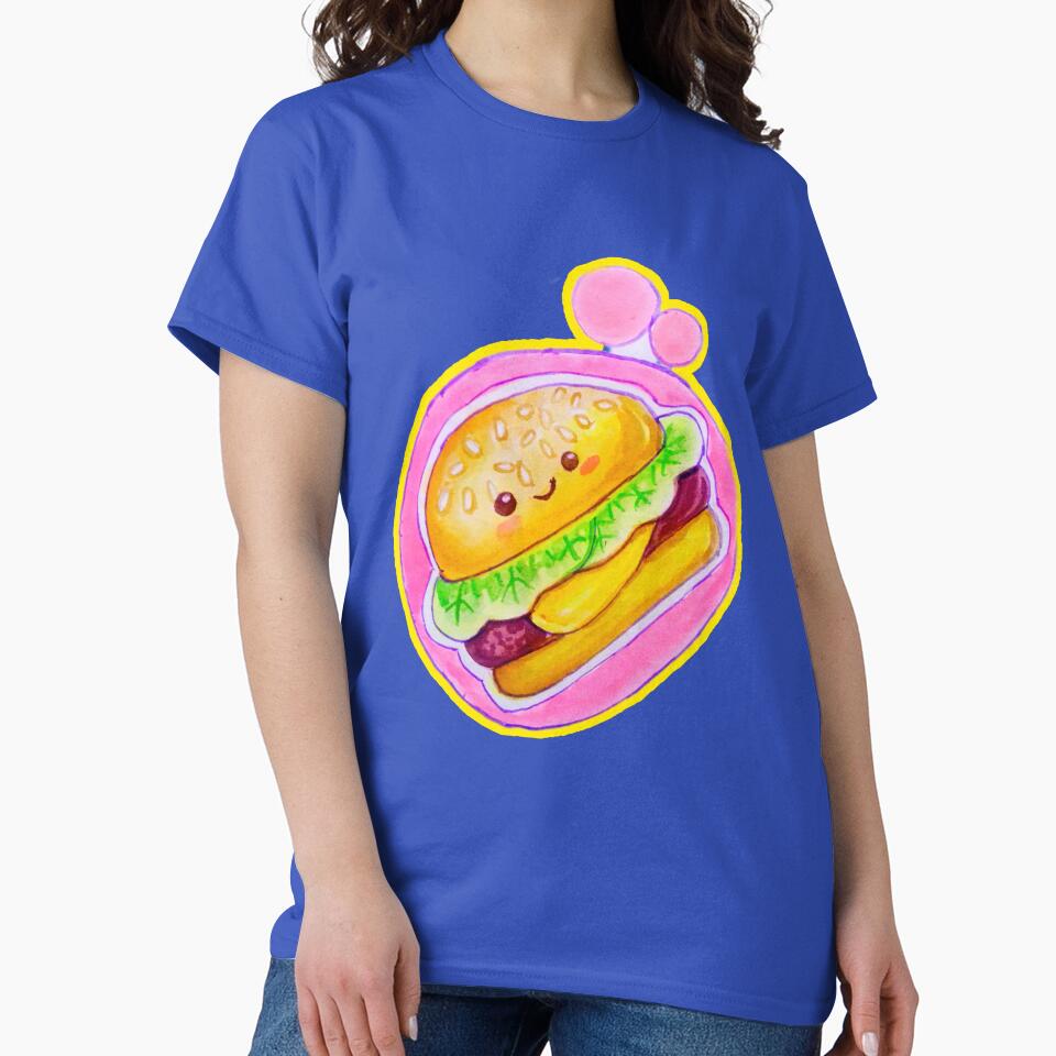 Happy Hamburger in someone's memory Kawaii watercolor illustration by happiartworks