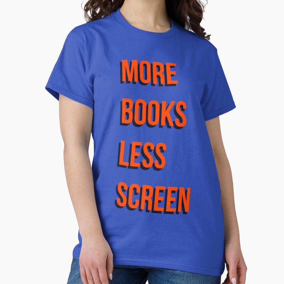 More Books Less Screen Time Retro Reading Advocate Graphic by Creations by lyne