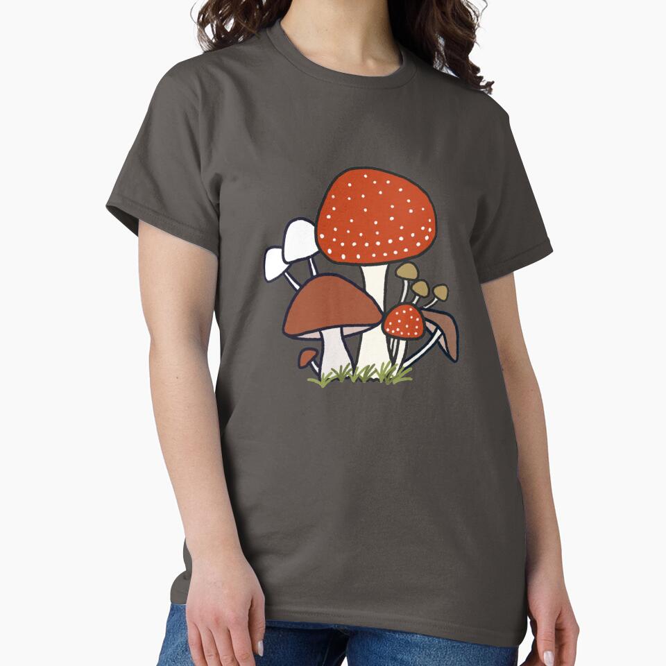 Simple Cute Mushrooms Kawaii Anime Cottagecore Forest Minimal Art by Marinaaa010