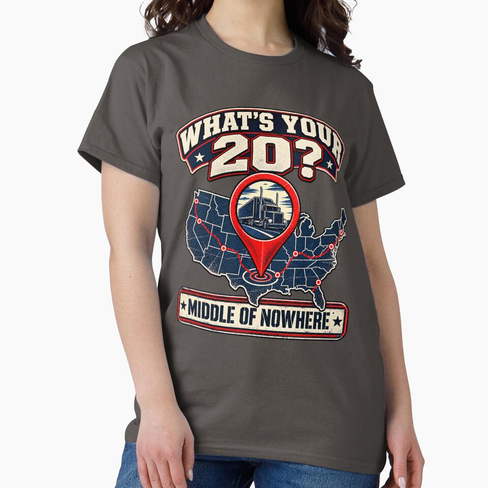 What's Your 20? Middle of Nowhere - Trucker GPS Map Art by NomadForge
