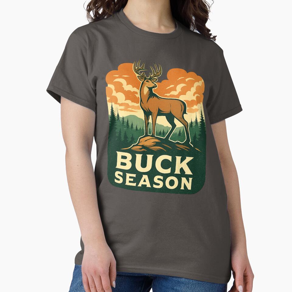 Buck Season Whitetail Deer Hunting Vintage Hunter Graphic by SaDesign99
