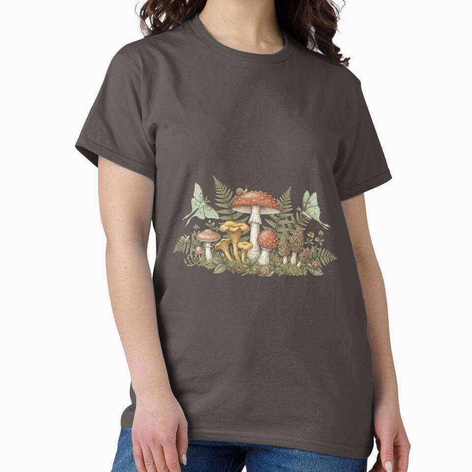 Vintage Mushroom Botanical Illustration – Cottagecore Forest Aesthetic Design by magiquecreations