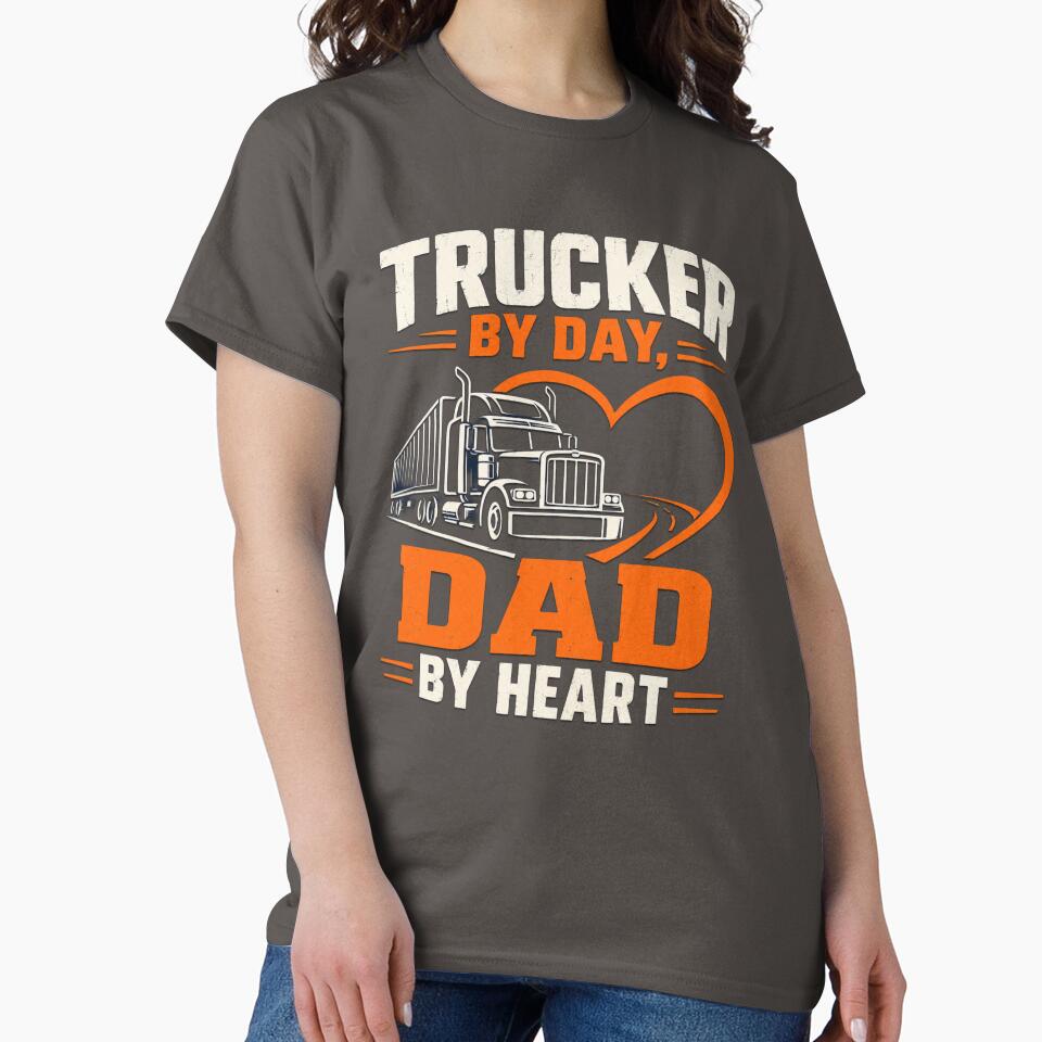 Trucker By Day Dad By Heart - Vintage Truck Driver Father's Day Gift by Haque Designs