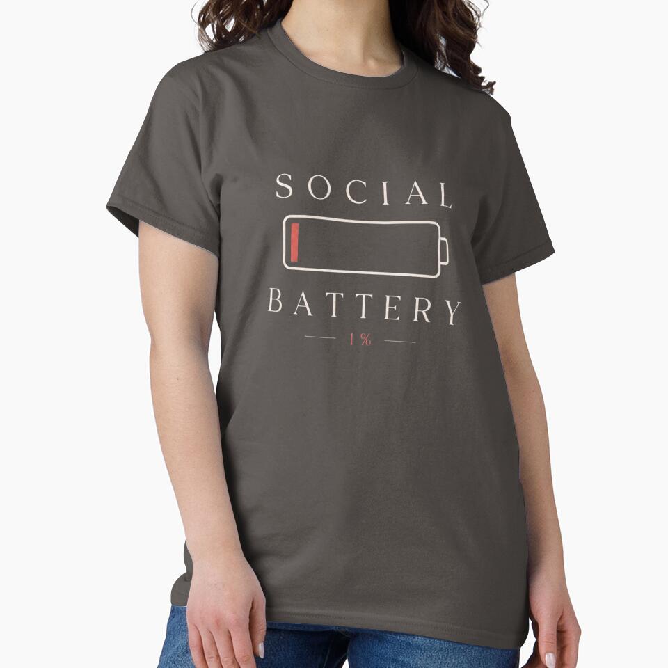 Social Battery 1% – Introvert Humor Minimalist Design by Introvert Chaos Club