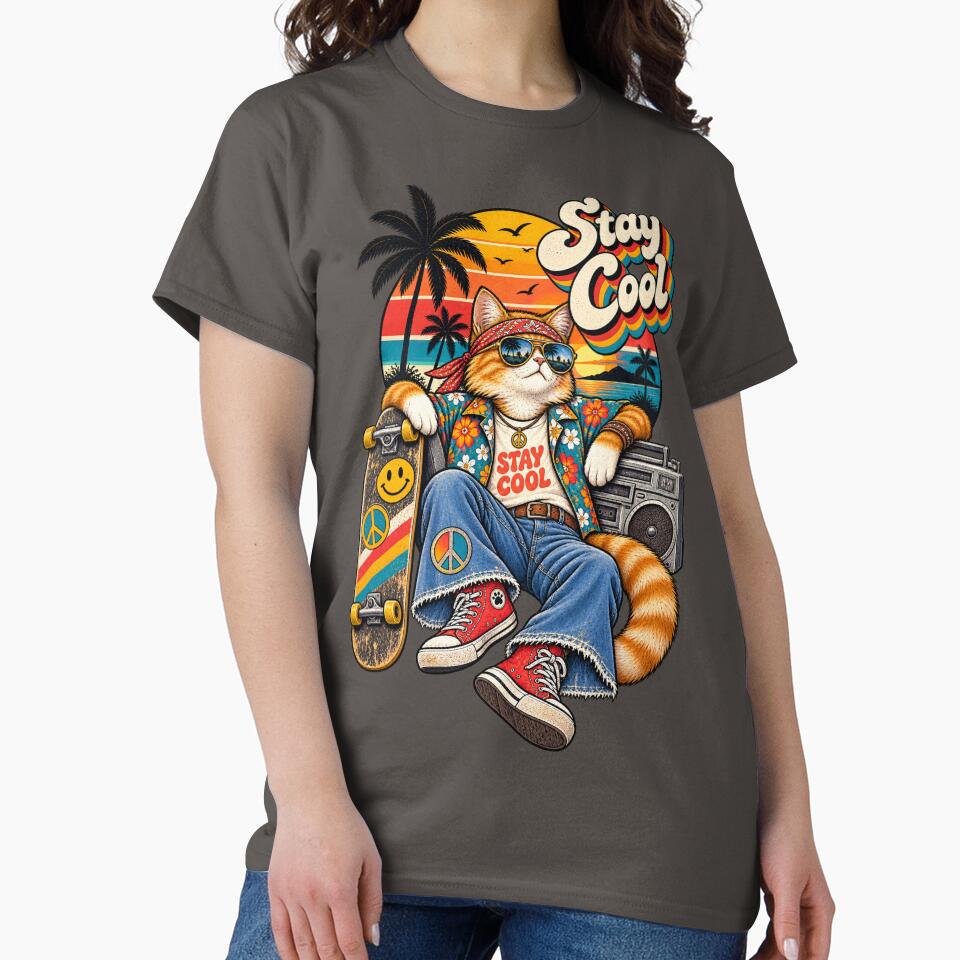 Stay Cool Retro Hippie Cat by lungpleecha