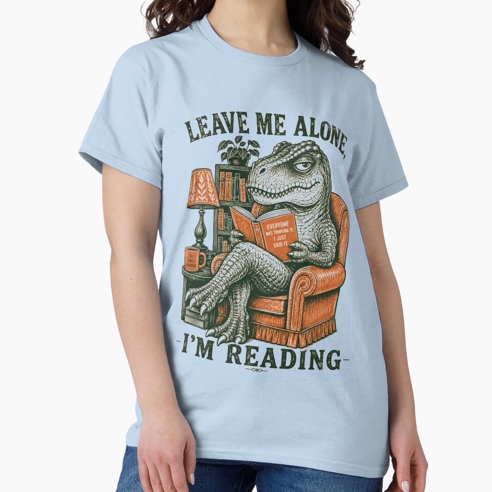 Sarcastic T Rex Reading Books Vintage Retro by BeardWave