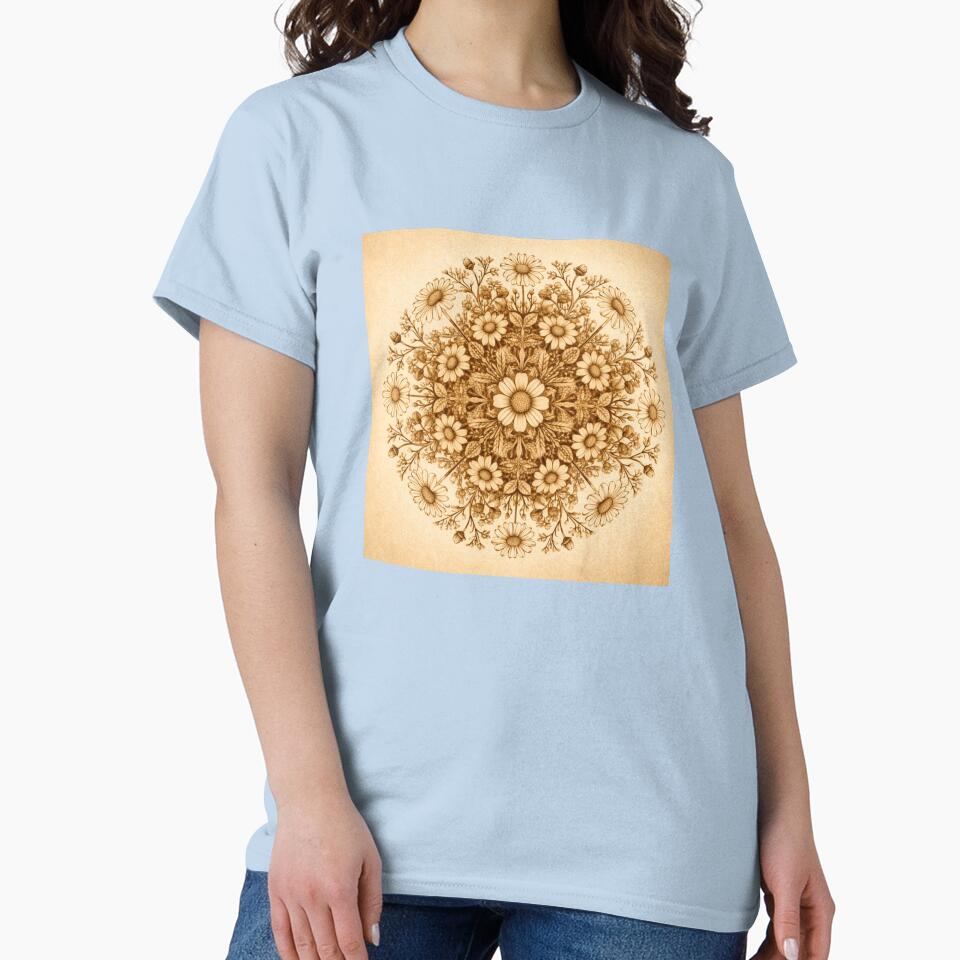 Matricaria chamomilla – Botanical Geometry Mandala (Sepia Edition) by Colorshow-relax