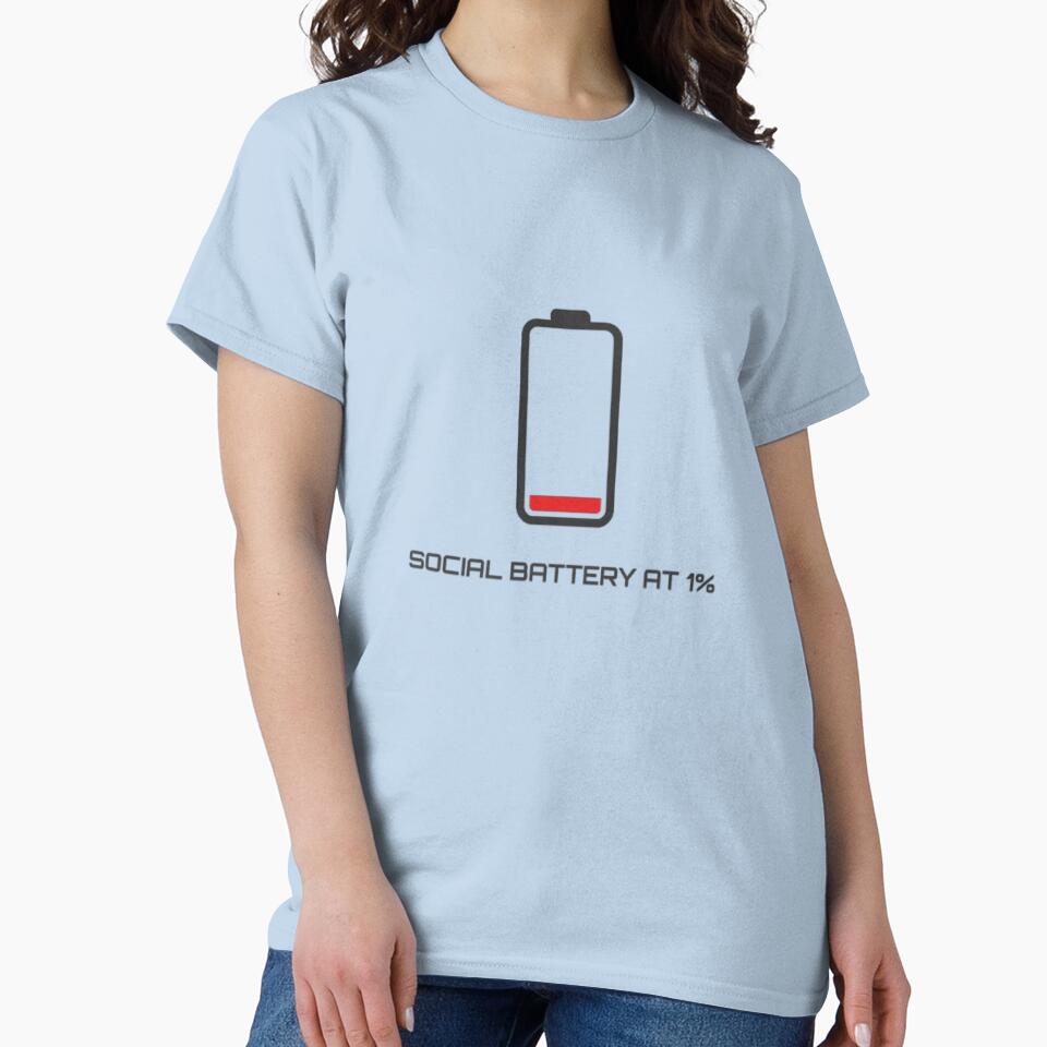 Social Battery at 1% - Funny Introvert Aesthetic Quote by Harrak Housni
