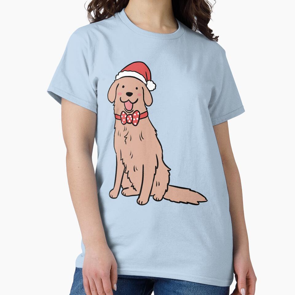 Cute christmas gold retriever dog illustration by Yarafantasyart