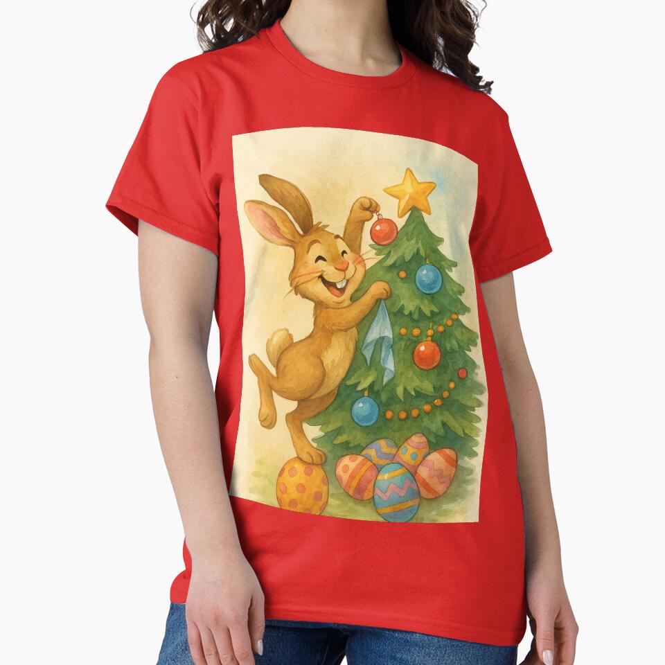 Laughing rabbit decorates Christmas tree by Mauswohn