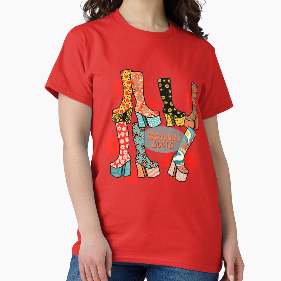 Flower Power Boots - 70s Groove Collection by MarcyBrennanArt
