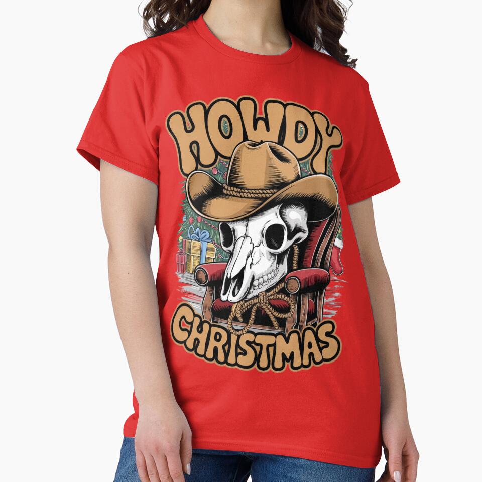 Bull Skull Santa Hat Cowboy Christmas STICKER by inkfluenceart