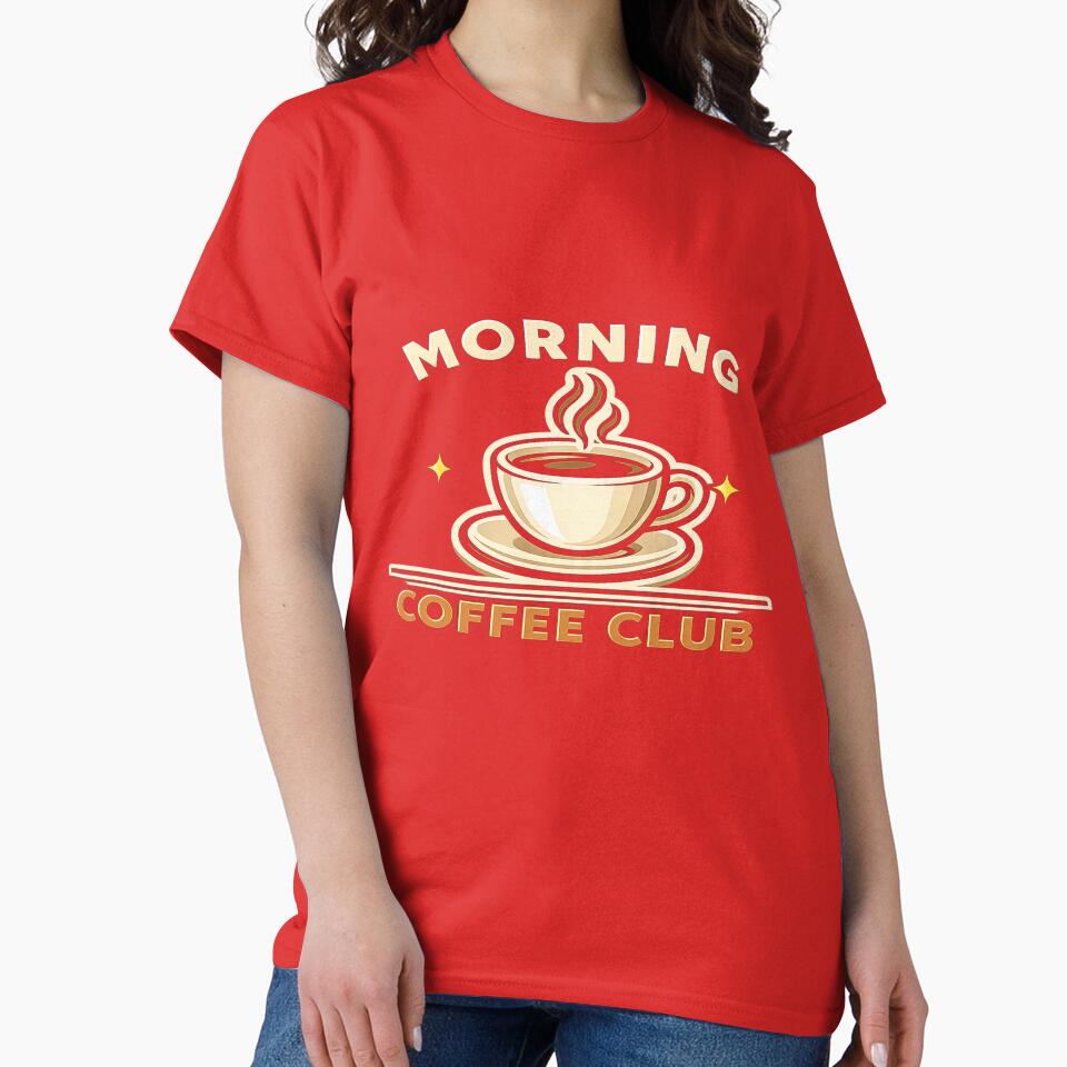 Morning Coffee Club – Cute Coffee Lover Quote Design for Caffeine Addicts & Barista Life for T-Shirt, Sticker, iPhone case, mug, bag, hoodie by ArtByTripti