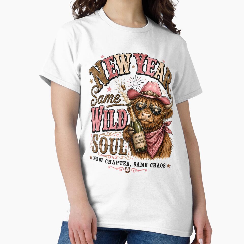 Funny Highland Cow New Year Western Cowgirl Country Celebration by madebymayberry