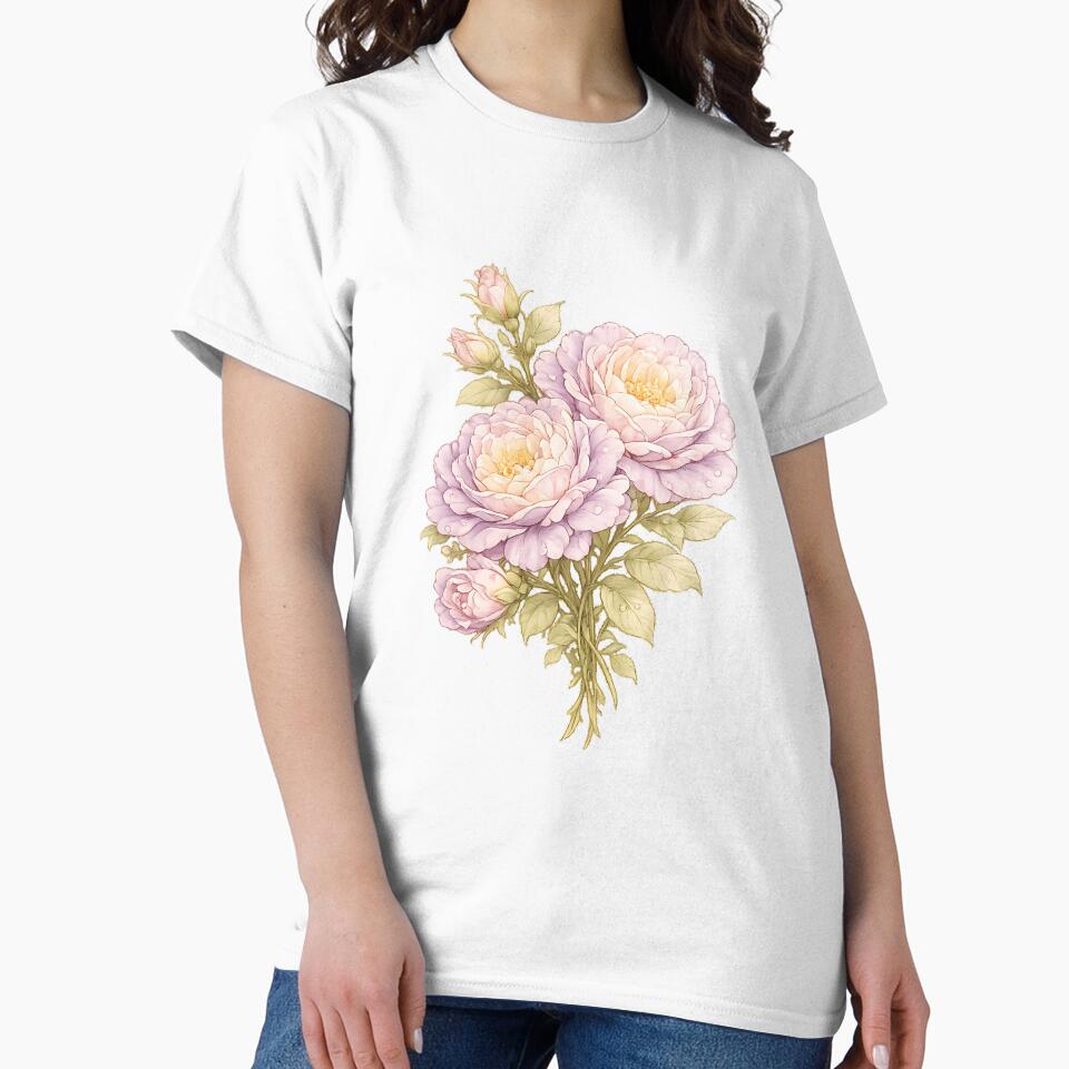 Vintage Watercolor Mauve and Pink Peony Bouquet by Jaideep Walia